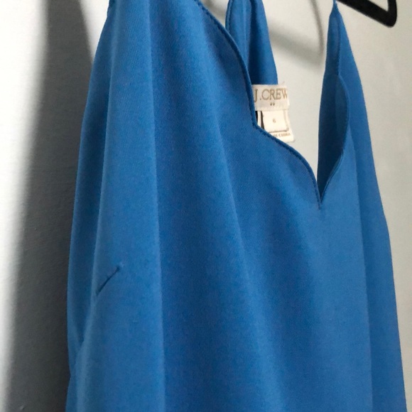 J Crew Blue Scallop Neck Strappy Blouse - Picture 2 of 10